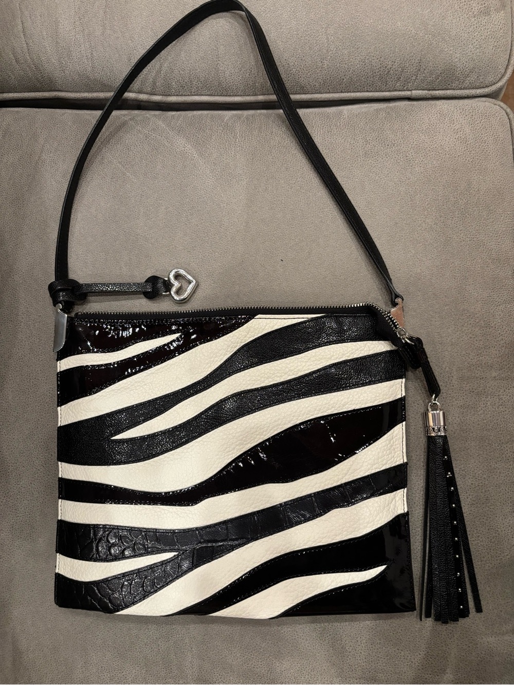 Brighton, perfect condition zebra print leather handbag
